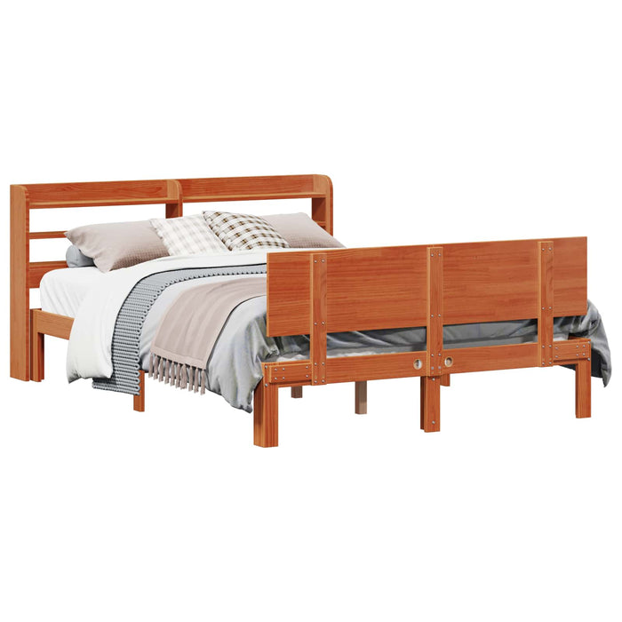 Cadru de pat cu headboard 2 pcs Maroniu cerat Lemn de pin masiv WALTI