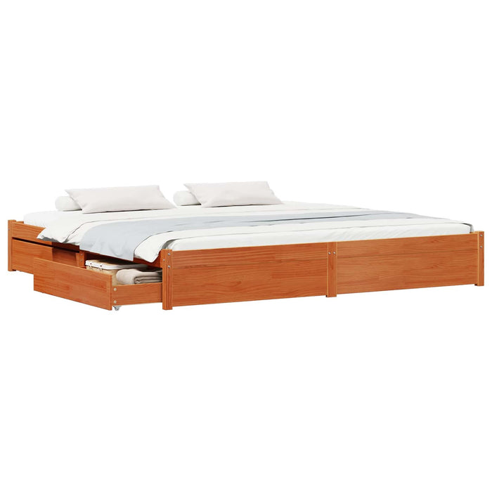 Cadru de pat Maroniu cerat 200 x 200 cm Lemn de pin masiv - WALTI WALTI