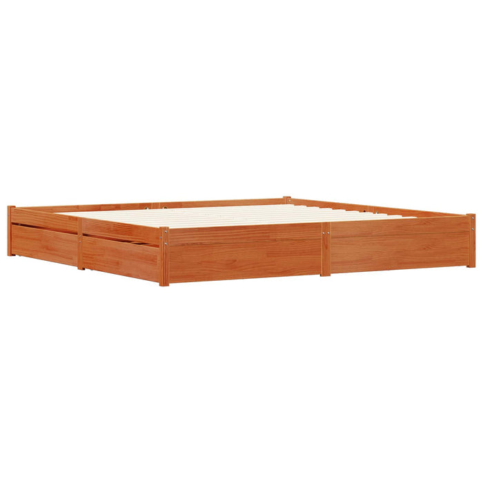 Cadru de pat Maroniu cerat 200 x 200 cm Lemn de pin masiv - WALTI WALTI