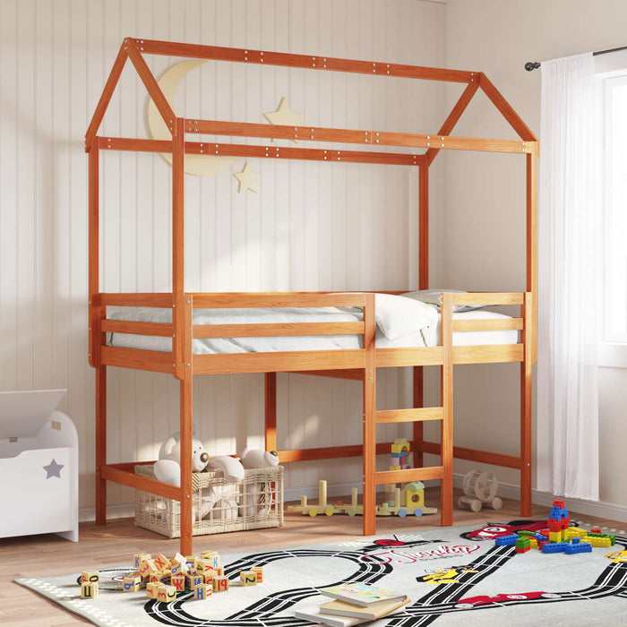Cadru de pat tip loft Maro Ceară 90 x 190 cm Lemn masiv de pin WALTI