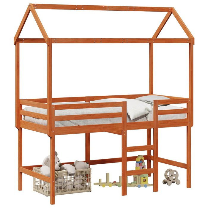 Cadru de pat tip loft Maro Ceară 90 x 190 cm Lemn masiv de pin WALTI