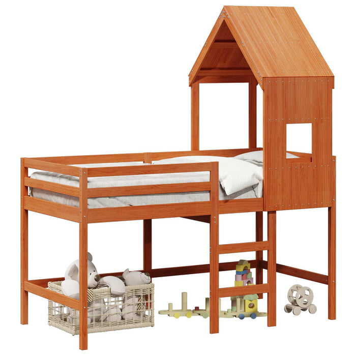 Cadru de pat tip loft Maro Ceară 90 x 190 cm Lemn masiv de pin WALTI