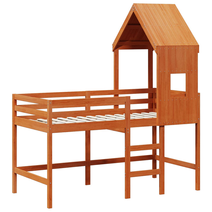 Cadru de pat tip loft Maro Ceară 90 x 190 cm Lemn masiv de pin WALTI