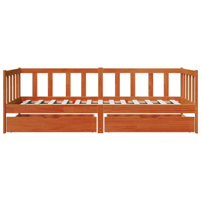 Daybed cu sertar cu roata 3 pcs Maroniu cerat Lemn de pin masiv - WALTI WALTI