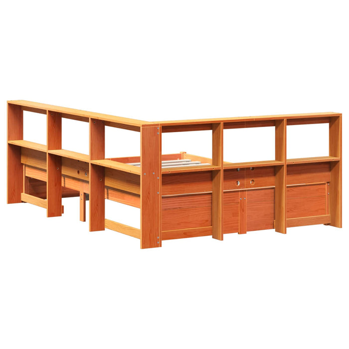 Pat bibliotecă cu headboard 2 pcs Maroniu cerat 200 x 140 cm - WALTI WALTI