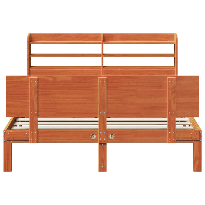Cadru de pat cu headboard 2 pcs Maroniu cerat Lemn de pin masiv WALTI