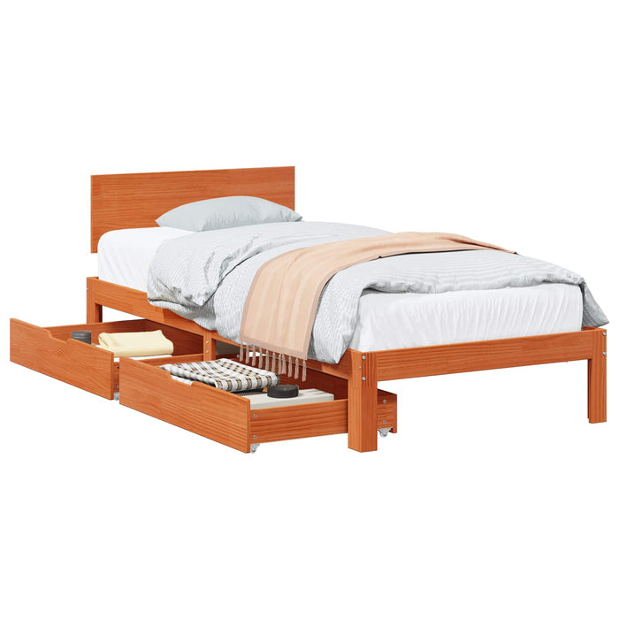 Cadru de pat Maroniu cerat 70 x 190 cm Lemn de pin masiv WALTI