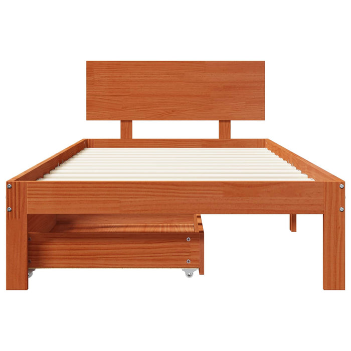 Cadru de pat Maroniu cerat 70 x 190 cm Lemn de pin masiv WALTI