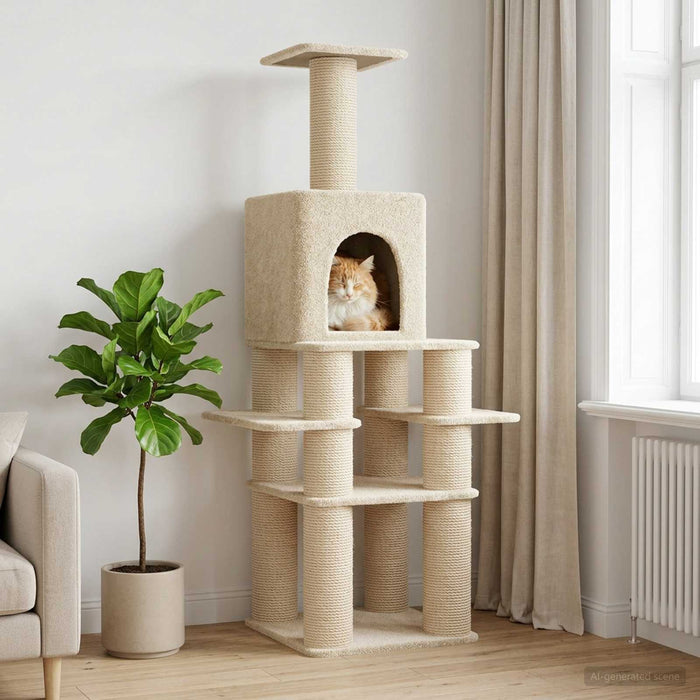Copac pentru pisici cu stâlpi de zgâriere din sisal Crem 180 cm WALTI