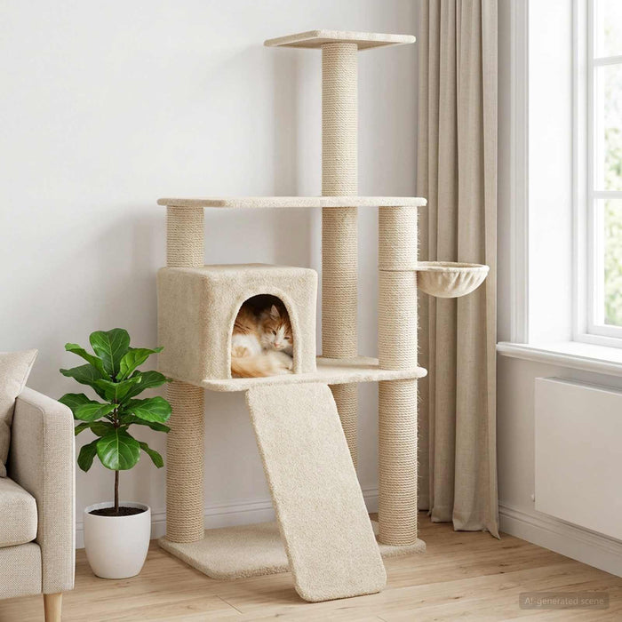 Copac pentru pisici cu stâlpi de zgâriere din sisal Crem 173 cm WALTI