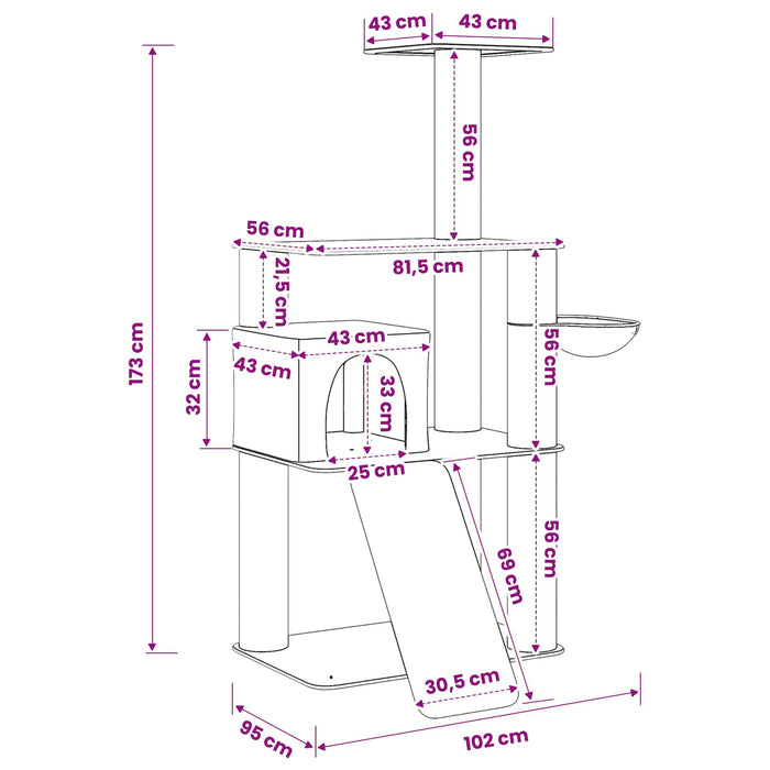 Copac pentru pisici cu stâlpi de zgâriere din sisal Crem 173 cm WALTI