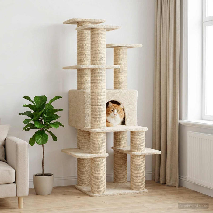 Copac pentru pisici cu stâlpi de zgâriere din sisal Crem 161 cm WALTI
