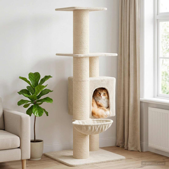 Copac pentru pisici cu stâlpi de zgâriere din sisal Crem 137 cm WALTI