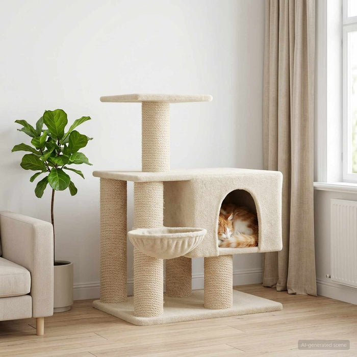 Copac pentru pisici cu stâlpi de zgâriere din sisal Crem 96 cm WALTI