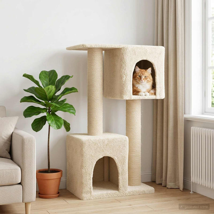 Copac pentru pisici cu stâlpi de zgâriere din sisal Crem 114 cm WALTI