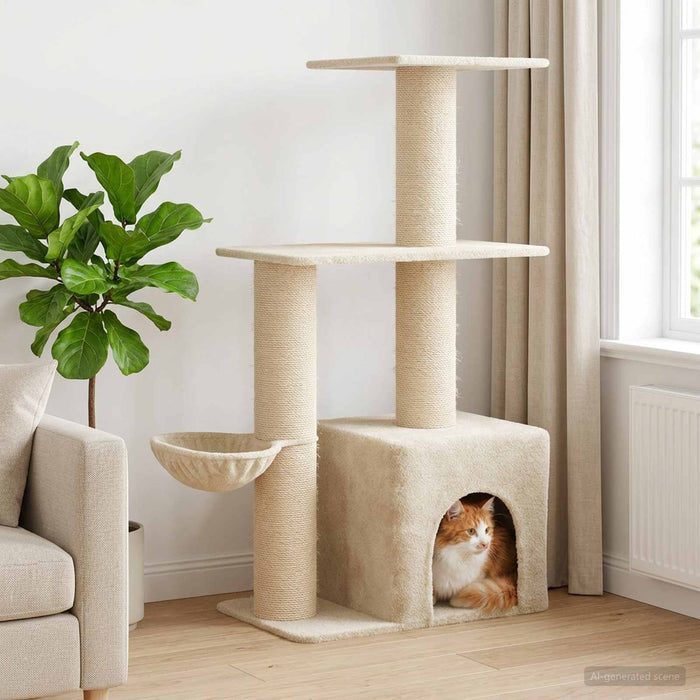 Copac pentru pisici cu stâlpi de zgâriere din sisal Crem 133 cm WALTI