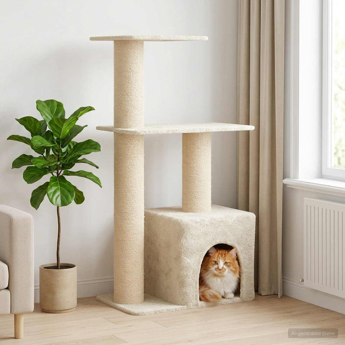 Copac pentru pisici cu stâlpi de zgâriere din sisal Crem 133 cm WALTI