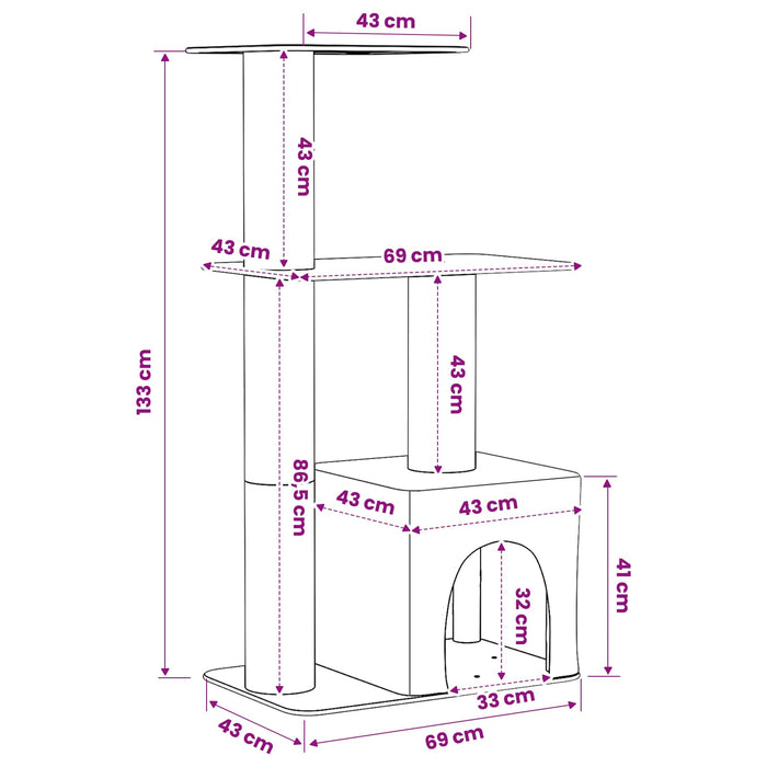 Copac pentru pisici cu stâlpi de zgâriere din sisal Crem 133 cm WALTI