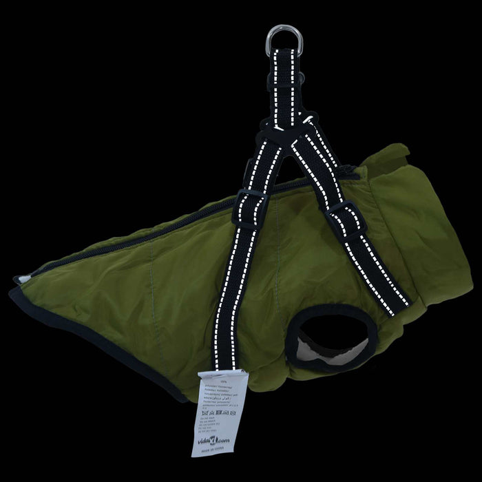 Haina pentru Câini cu ham Verde Army M Fleece și poliester - WALTI WALTI