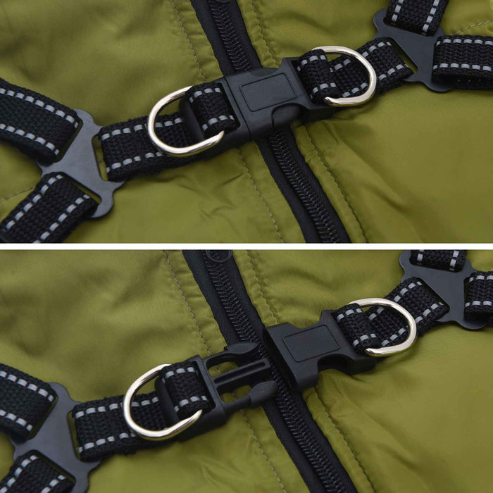 Haina pentru Câini cu ham Verde Army L Fleece și poliester - WALTI WALTI