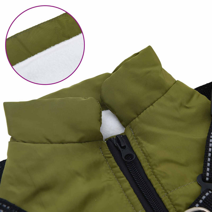 Haina pentru Câini cu ham Verde Army L Fleece și poliester - WALTI WALTI