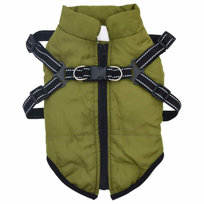 Haina pentru Câini cu ham Verde Army L Fleece și poliester - WALTI WALTI