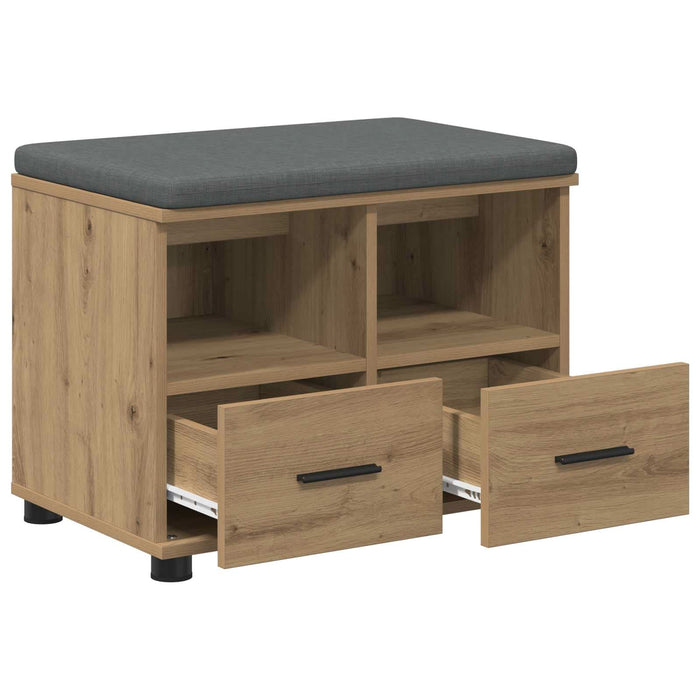 Bancă pentru pantofi cu pernă Stejar Artizanal 60 x 38 x 46 cm WALTI