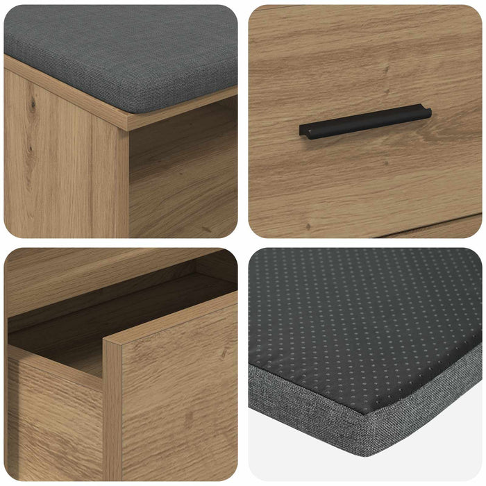 Bancă pentru pantofi cu pernă Stejar Artizanal 100 x 38 x 46 cm WALTI