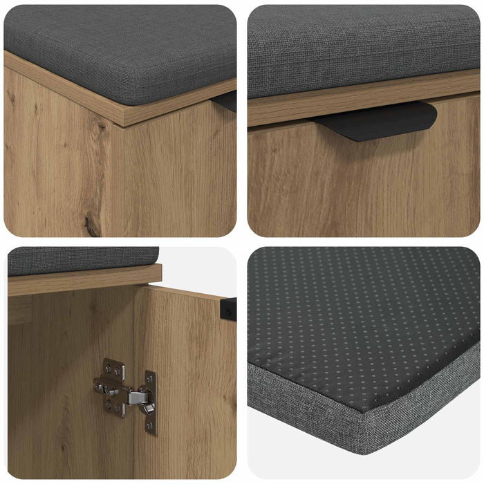 Bancă pentru pantofi cu pernă Stejar Artizanal 60 x 38 x 46 cm WALTI