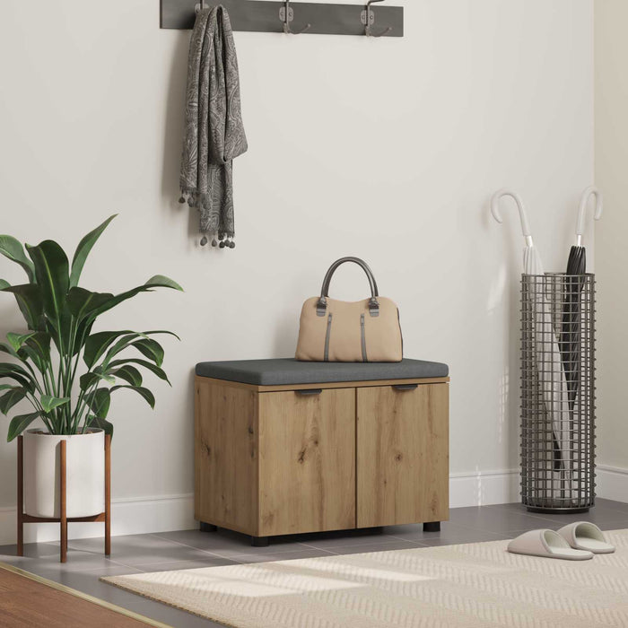 Bancă pentru pantofi cu pernă Stejar Artizanal 60 x 38 x 46 cm WALTI
