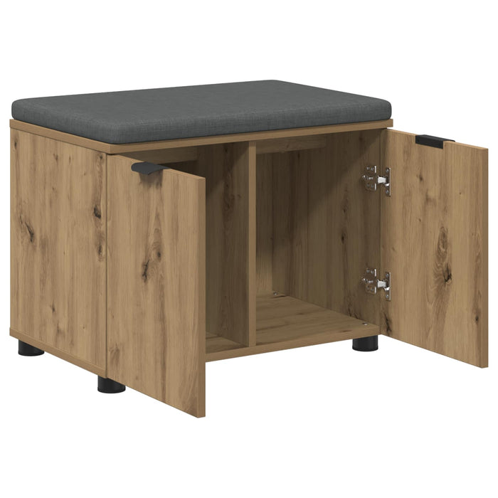 Bancă pentru pantofi cu pernă Stejar Artizanal 60 x 38 x 46 cm WALTI