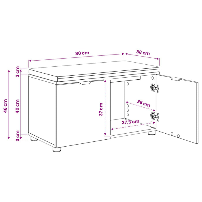 Bancă pentru pantofi cu pernă Stejar Artizanal 80 x 38 x 46 cm WALTI