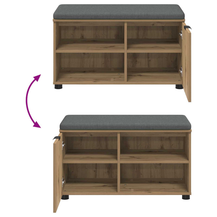 Bancă pentru pantofi cu pernă Stejar Artizanal 80 x 38 x 46 cm WALTI
