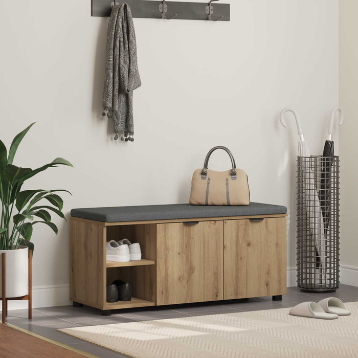 Bancă pentru pantofi cu pernă Stejar Artizanal 100 x 38 x 46 cm WALTI