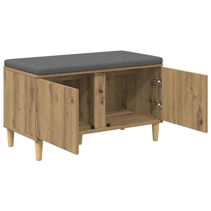 Bancă pentru pantofi cu pernă Stejar Artizanal 80 x 38 x 46 cm WALTI