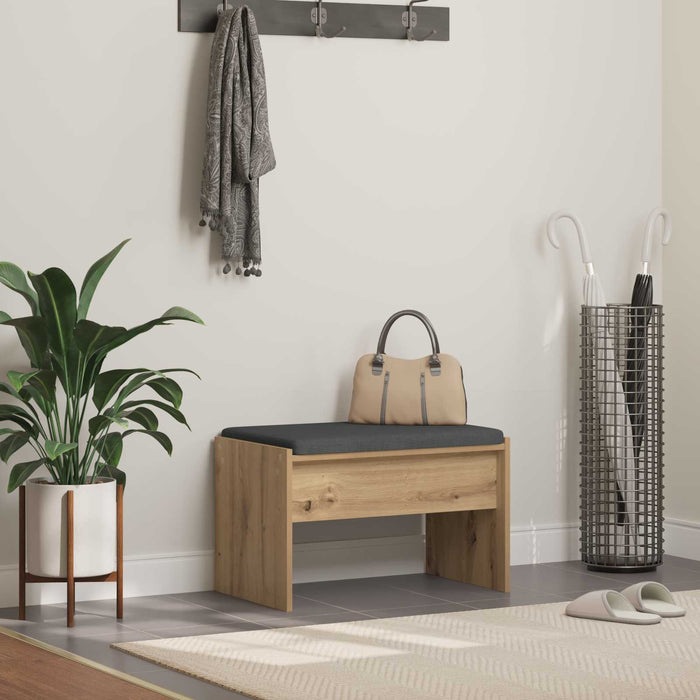 Bancă pentru pantofi cu pernă Stejar Artizanal 63 x 38 x 40 cm WALTI