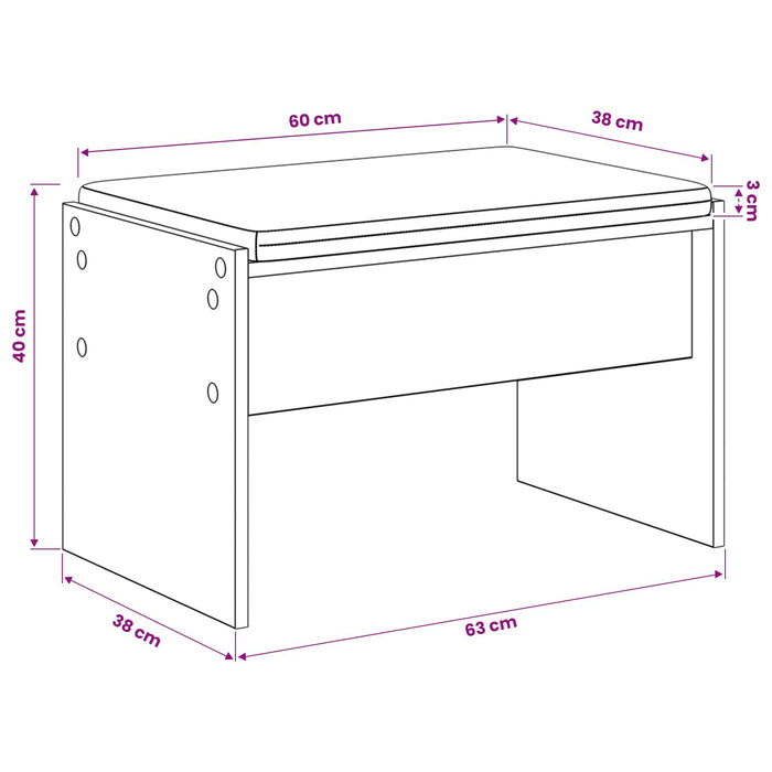 Bancă pentru pantofi cu pernă Stejar Artizanal 63 x 38 x 40 cm WALTI