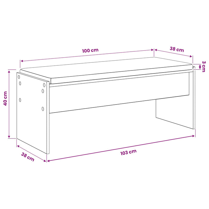 Bancă pentru pantofi cu pernă Stejar Artizanal 103 x 38 x 40 cm WALTI