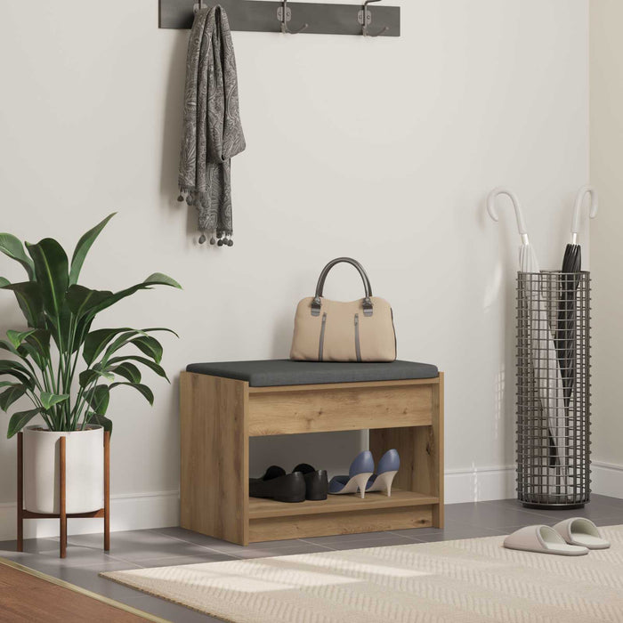 Bancă pentru pantofi cu pernă Stejar Artizanal 63 x 38 x 45 cm WALTI