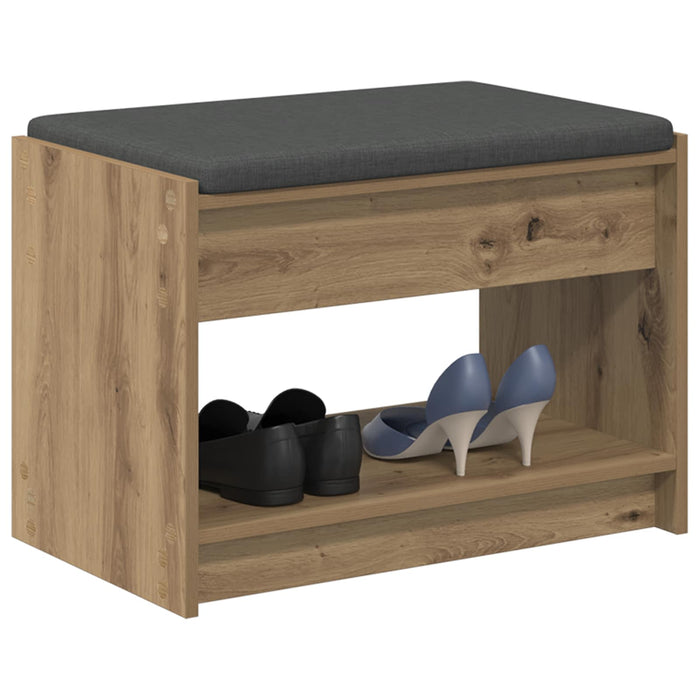 Bancă pentru pantofi cu pernă Stejar Artizanal 63 x 38 x 45 cm WALTI