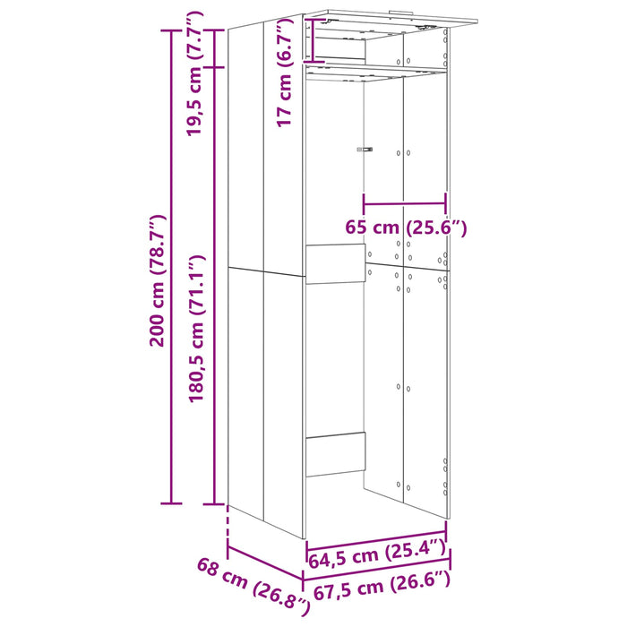 Dulap pentru mașina de spălat Gri Sonoma 67,5 x 68 x 200 cm - WALTI WALTI