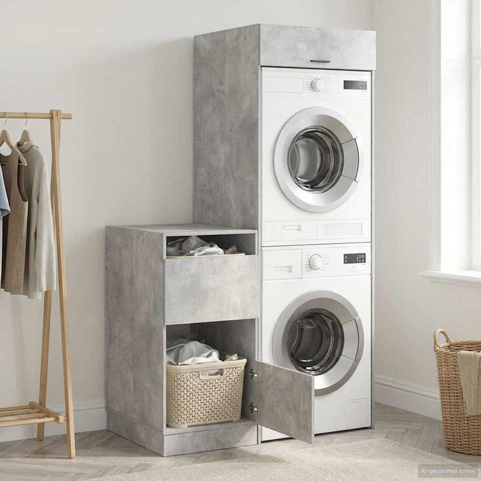 Set dulap de rufe cu depozitare 2 buc. Beton Lemn prelucrat WALTI