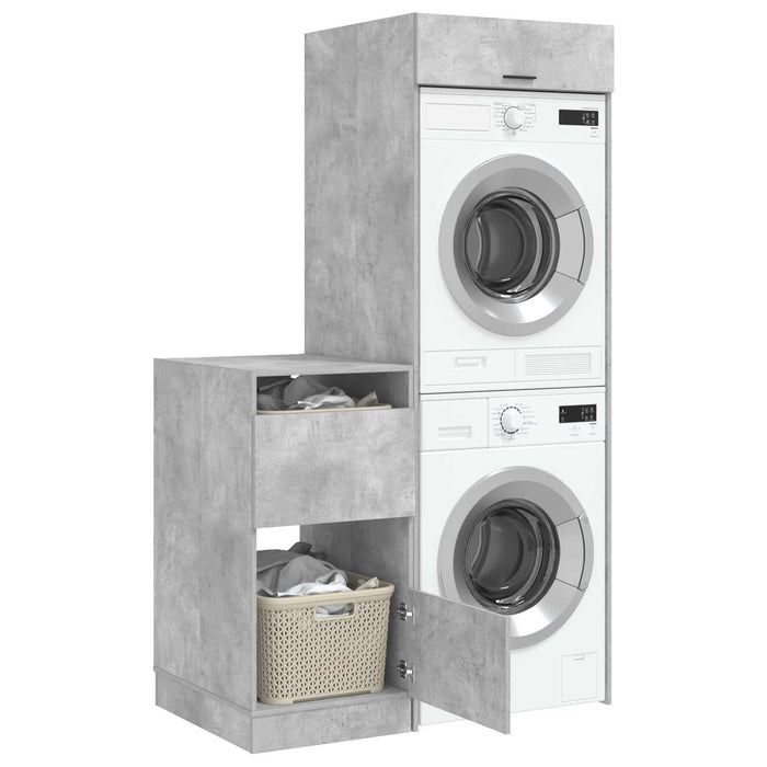 Set dulap de rufe cu depozitare 2 buc. Beton Lemn prelucrat WALTI