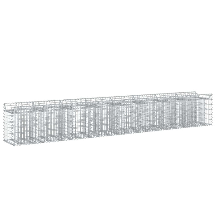 Pat ridicat din gabion 2 pcs Argintiu 400 x 50 x 60 cm - WALTI WALTI