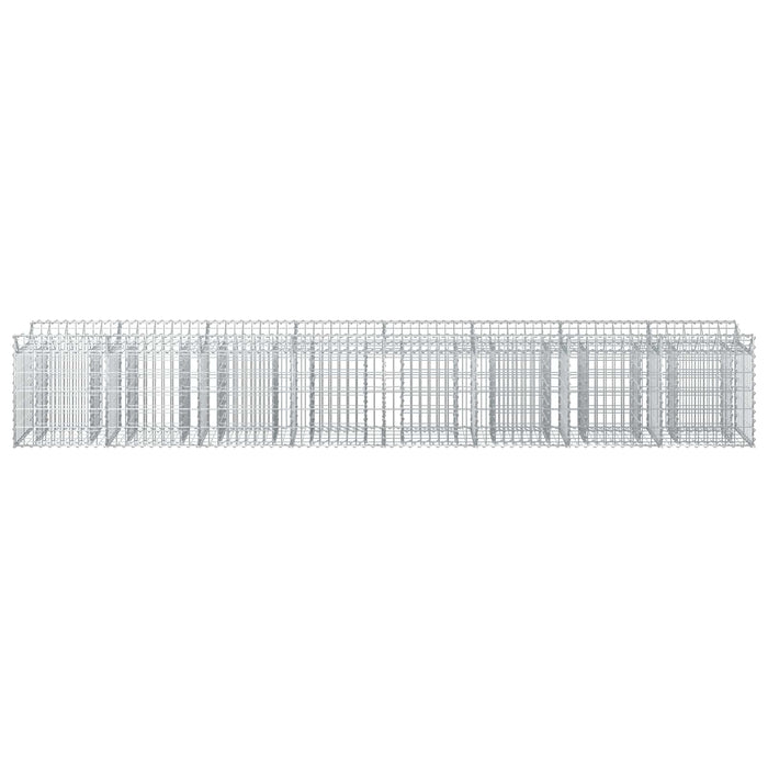 Pat ridicat din gabion 2 pcs Argintiu 400 x 50 x 60 cm - WALTI WALTI