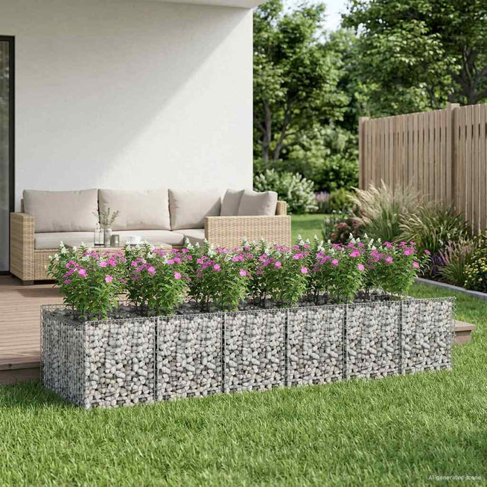 Pat ridicat din gabion 2 pcs Argintiu - WALTI WALTI