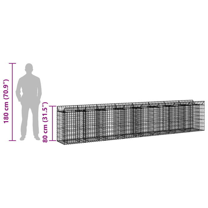 Pat ridicat din gabion 3 pcs Argintiu 400 x 50 x 80 cm - WALTI WALTI