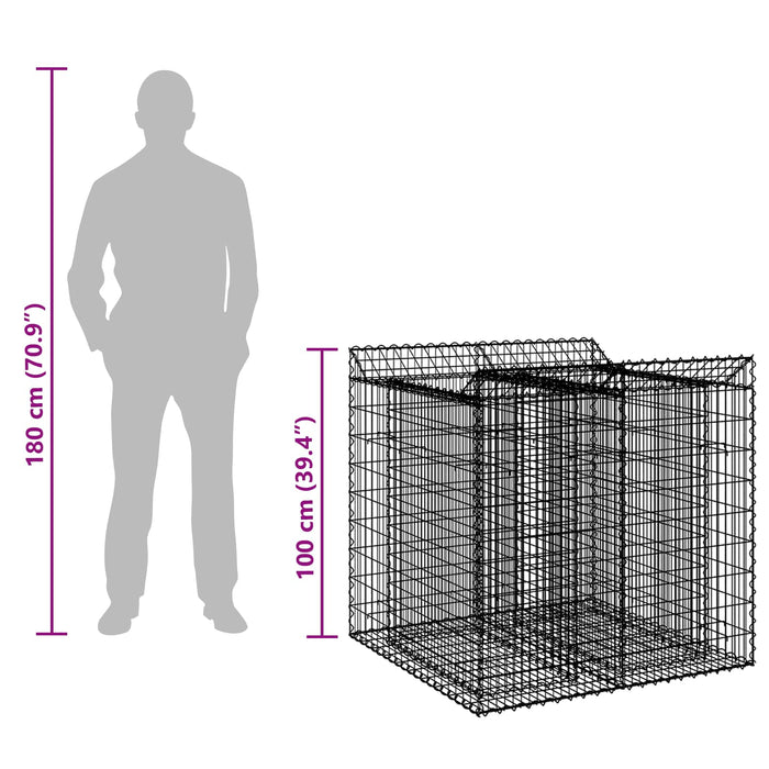 Pat ridicat din gabion 2 pcs Argintiu - WALTI WALTI