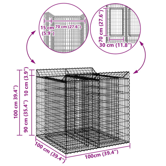 Pat ridicat din gabion 2 pcs Argintiu - WALTI WALTI