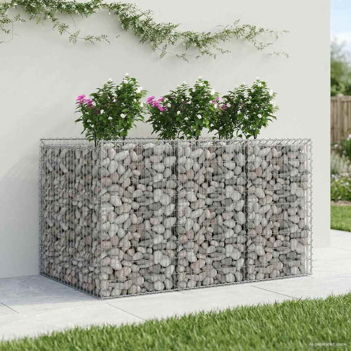 Pat ridicat din gabion 2 pcs Argintiu - WALTI WALTI